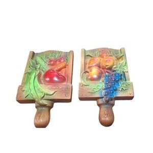 Vintage 1968 Miller Studio Chalkware Wall Art Fruit & Vegetables Cottage